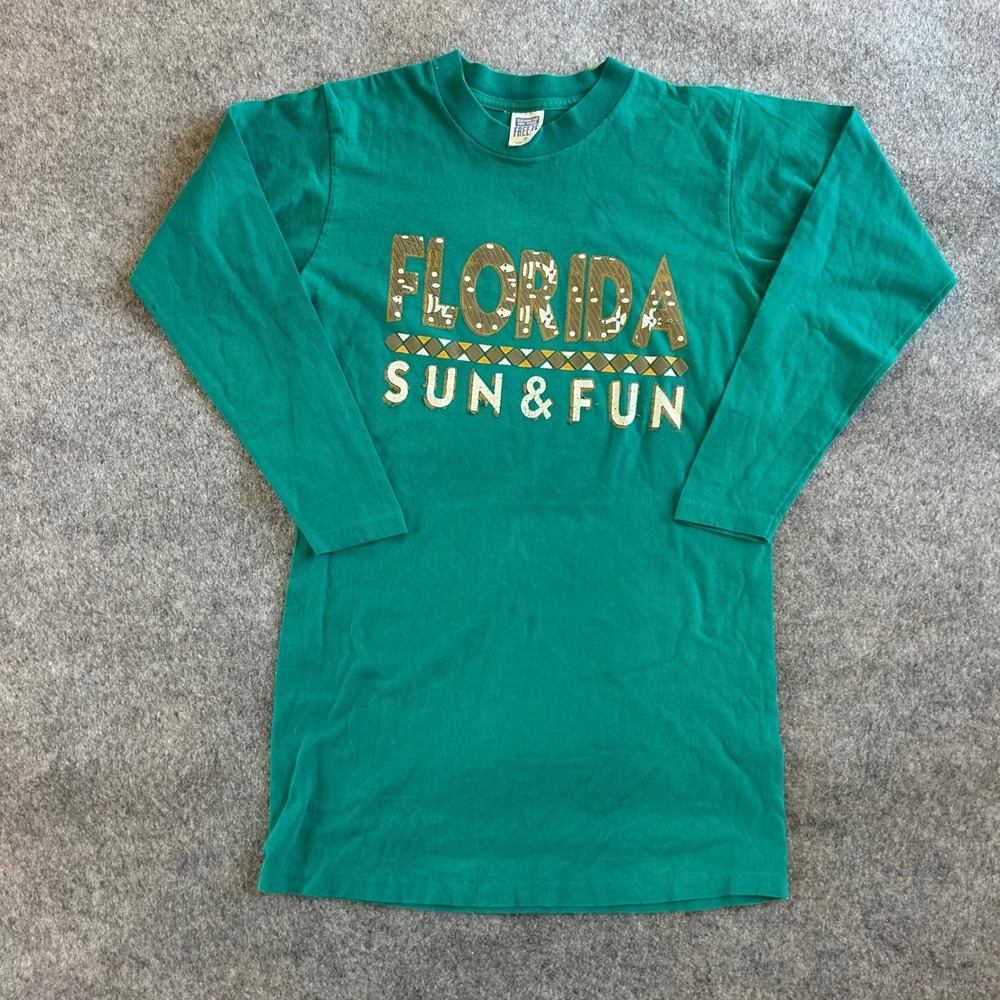Vintage Florida Sun & Fun Clothing for Cool People Long Sleeve Shirt Adult Small